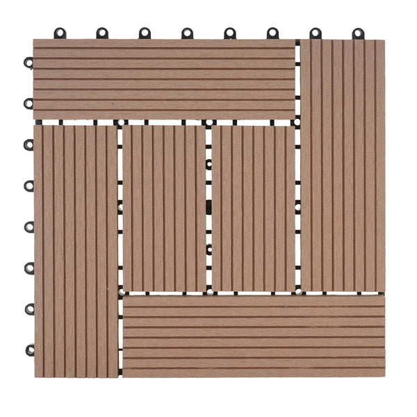 WPC Gartenfliese Rhone Holzoptik 1m2 Premium teak versetzt