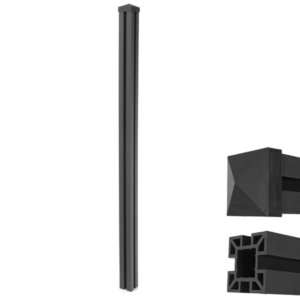 WPC-Pfosten Sarthe Zaun Stecksystem 1,88m anthrazit