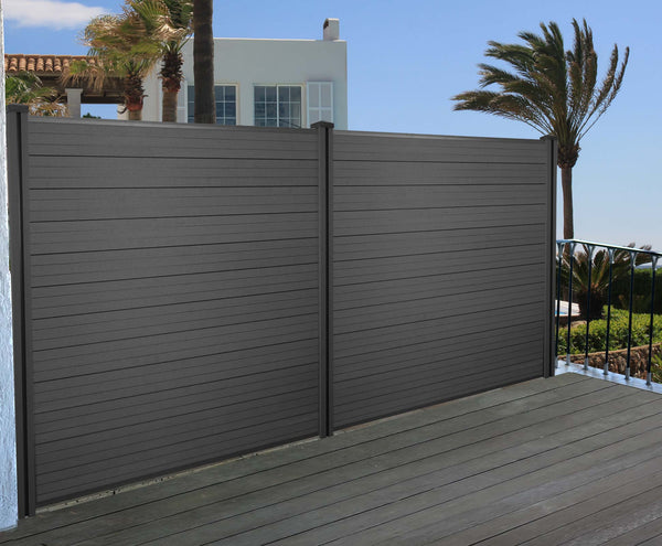WPC-Pfosten Sarthe Zaun Stecksystem 1,88m anthrazit