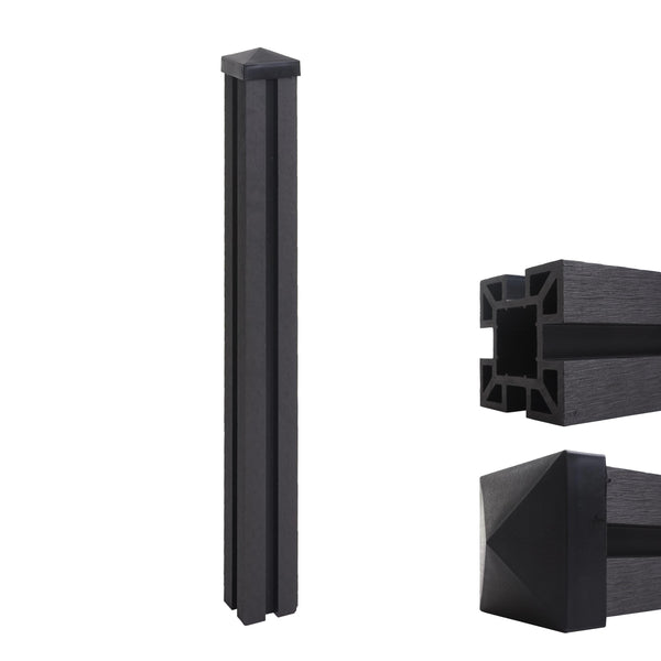 WPC-Pfosten Sarthe Zaun Stecksystem 98cm anthrazit