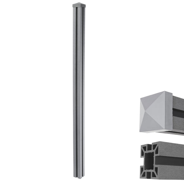 WPC-Pfosten Sarthe Zaun Stecksystem 1,88m grau