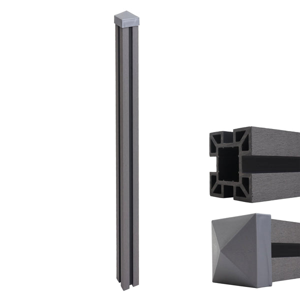 WPC-Pfosten Sarthe Zaun Stecksystem 240cm grau