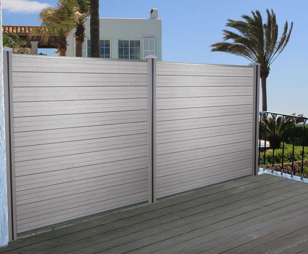 WPC-Pfosten Sarthe Zaun Stecksystem 240cm grau