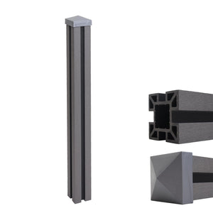 WPC-Pfosten Sarthe Zaun Stecksystem 98cm grau