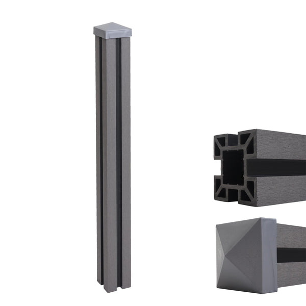 WPC-Pfosten Sarthe Zaun Stecksystem 98cm grau