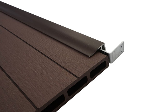 WPC Sichtschutz Abschluss-Set mit Pfosten 180cm braun Savon