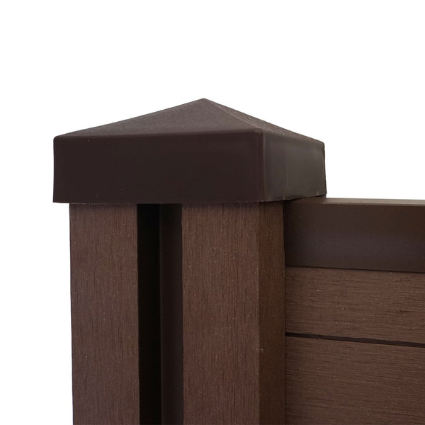 WPC Sichtschutz Abschluss-Set mit Pfosten 180cm braun Savon