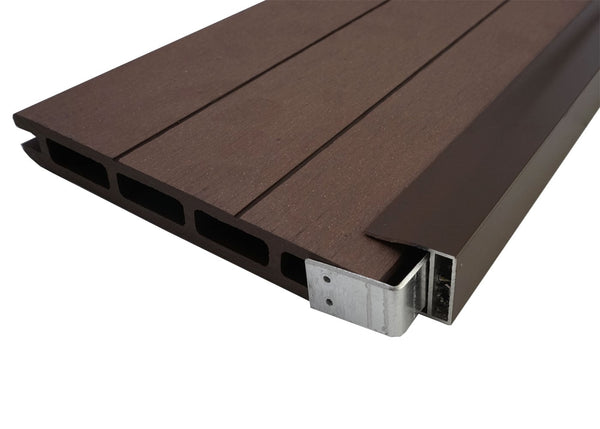 WPC Sichtschutz Abschluss-Set mit Pfosten 180cm braun Savon