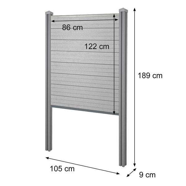 WPC-Sichtschutz Sarthe Basiselement schmal zum Einbetonieren 105cm anthrazit