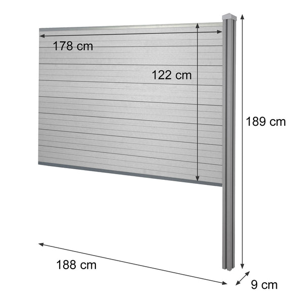 WPC-Sichtschutz Sarthe Erweiterung zum Einbetonieren 188cm anthrazit