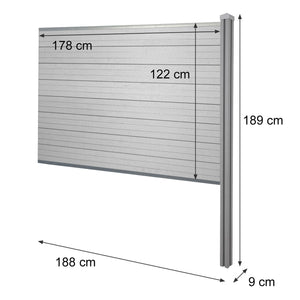 WPC-Sichtschutz Sarthe Erweiterung zum Einbetonieren 188cm grau