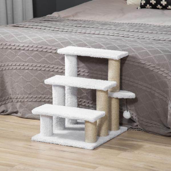 Haustiertreppe Ball 3-stufige Katzentreppe Hundetreppe Tiertreppe Weiss