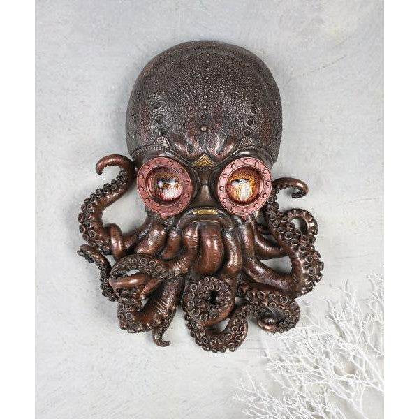 STEAMPUNK OCTOPUS KRAKE WANDDEKO TINTENFISCH KOPF WANDFIGUR