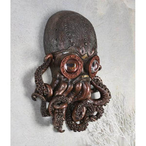 STEAMPUNK OCTOPUS KRAKE WANDDEKO TINTENFISCH KOPF WANDFIGUR