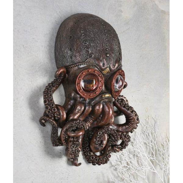 STEAMPUNK OCTOPUS KRAKE WANDDEKO TINTENFISCH KOPF WANDFIGUR