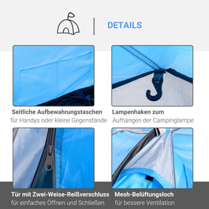 Wurfzelt Campingzelt wasserdicht mit Vorraum für 2-3 Personen