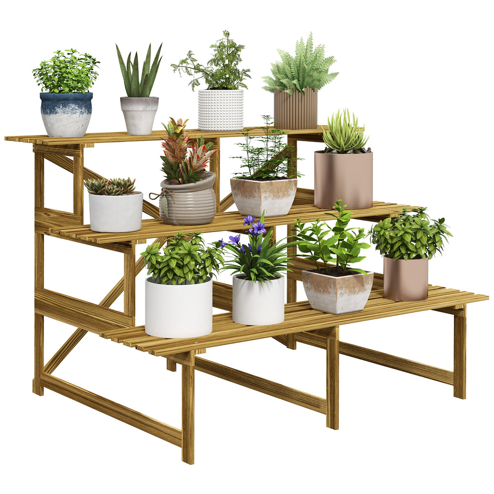 Pflanzentreppe Blumenregal Tannenholz 3 Stufen L120 x W80 x H80cm