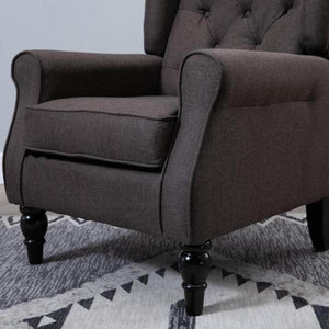Einzelsessel Relaxsessel Ohrensessel Einzelstuhl Akzentsessel mit Tufting Holzfüsse Polyester Braun