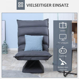 Sessel, drehbarer Sitz, neigbare Rücklehne, weiche Polsterung, atmungsaktiver Bezug, Dunkelgrau, 62 x 62 x 95cm
