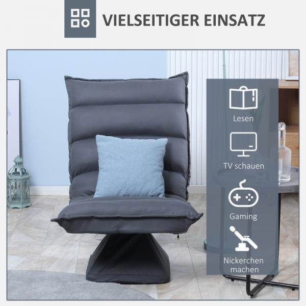 Sessel, drehbarer Sitz, neigbare Rücklehne, weiche Polsterung, atmungsaktiver Bezug, Dunkelgrau, 62 x 62 x 95cm