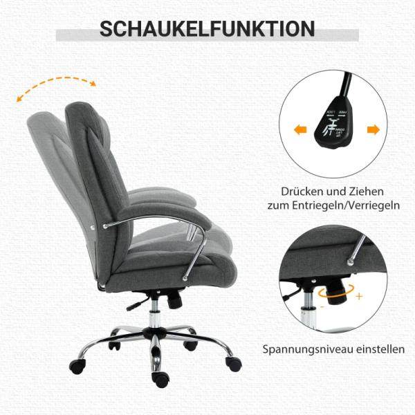 Bürostuhl mit Wippfunktion ergonomischer Stuhl höhenverstellbarer Drehstuhl Nylon Grau