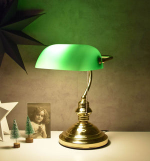 Banker Lampe Schreibtischlampe Vintage Grün