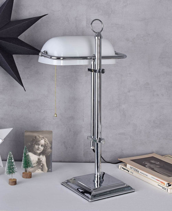 Bankerleuchte Schreibtischlampe Weiss & Silber