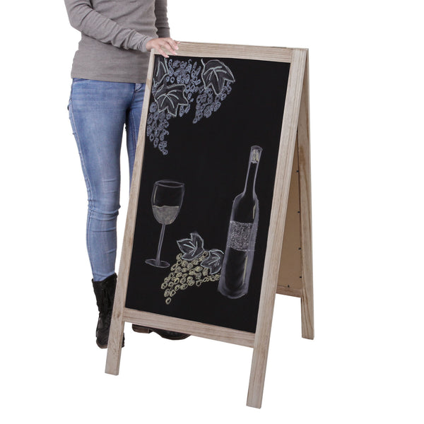 XL Werbetafel Aufsteller Kreidetafel Kundenstopper 100x50cm naturfarben