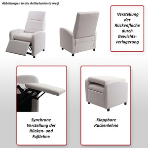 Fernsehsessel Relaxsessel klappbar Kunstleder 99x70x75cm rot