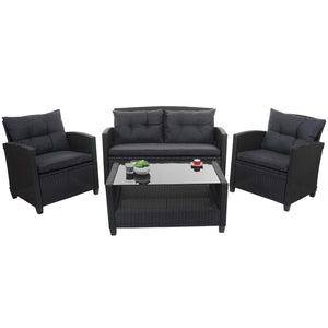 XXL Poly-Rattan Garnitur Lounge-Set Sitzgruppe Sofa Sessel anthrazit