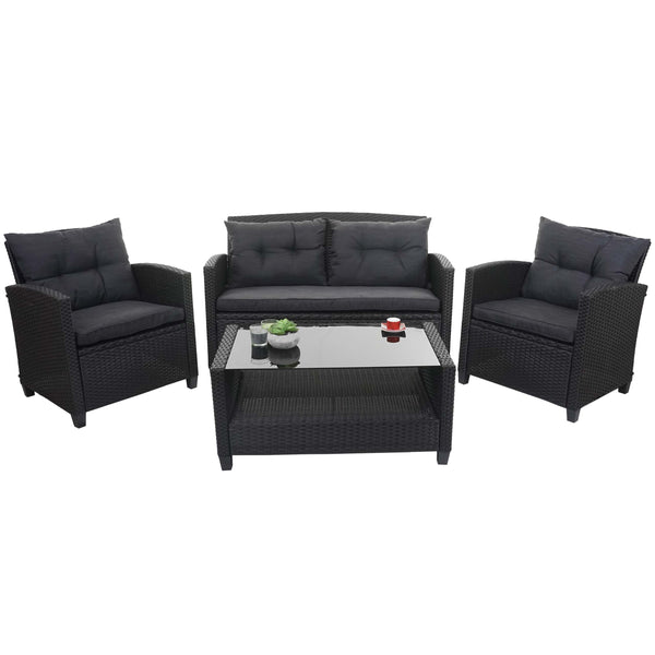 XXL Poly-Rattan Garnitur Lounge-Set Sitzgruppe Sofa Sessel anthrazit