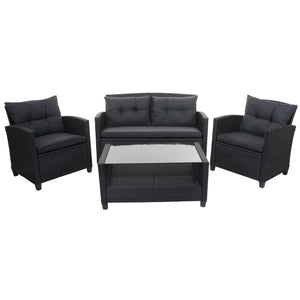 XXL Poly-Rattan Garnitur Lounge-Set Sitzgruppe Sofa Sessel anthrazit
