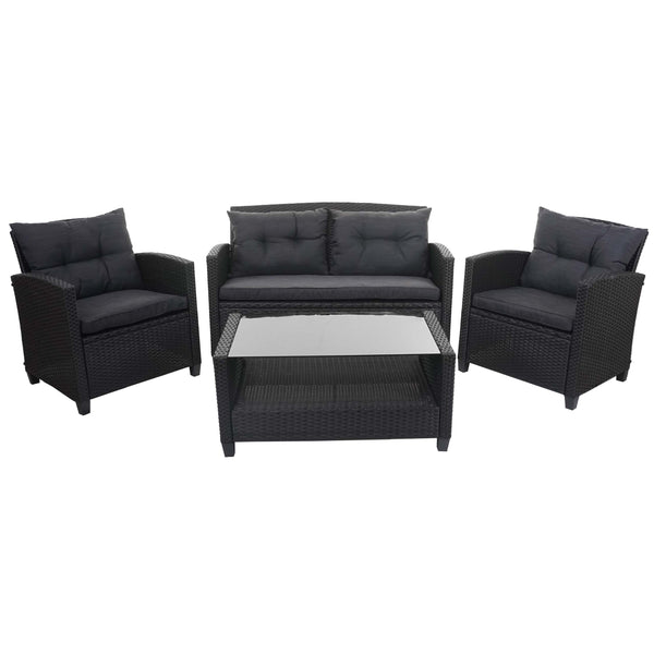 XXL Poly-Rattan Garnitur Lounge-Set Sitzgruppe Sofa Sessel anthrazit
