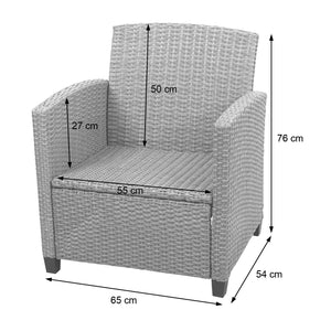 XXL Poly-Rattan Garnitur Lounge-Set Sitzgruppe Sofa Sessel grau-braun