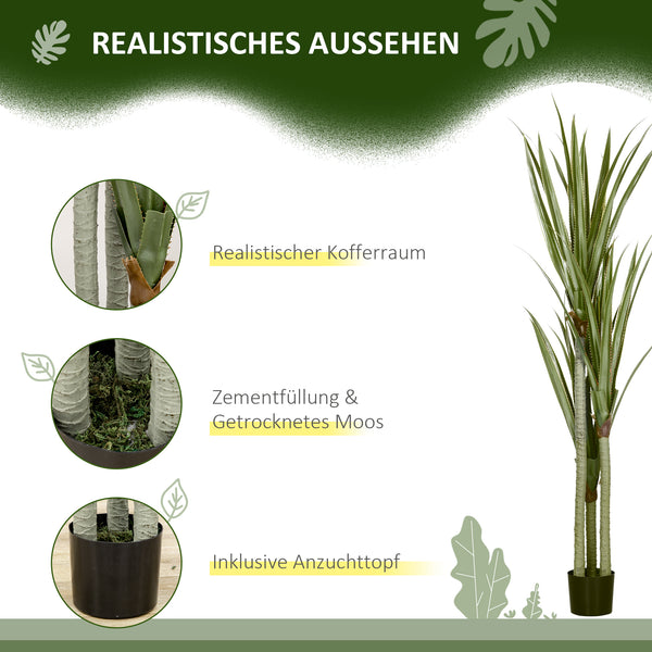 Yucca künstlich grosse Kunstpflanze im Topf Deko 190cm