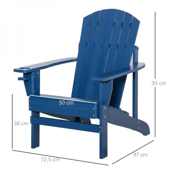 Adirondack-Gartenstuhl mit Becherhalter Gartenliege Balkonstuhl Massivholz Blau