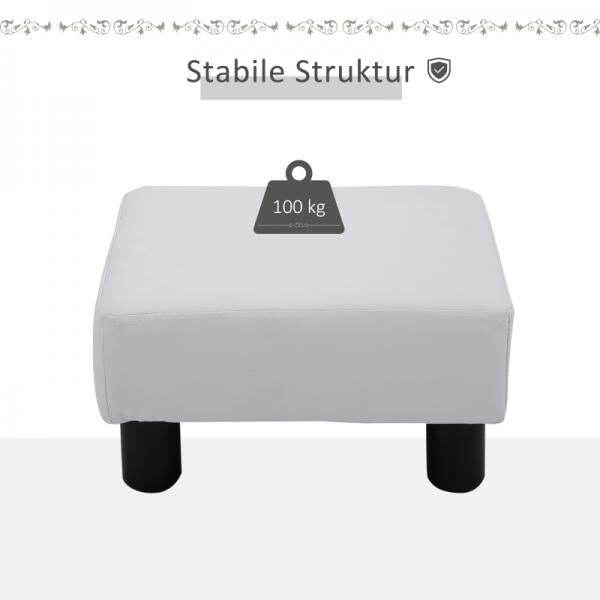 Fusshocker Sitzhocker Eingangbank Rückenfreier Sitzbank Chesterfield Weiss