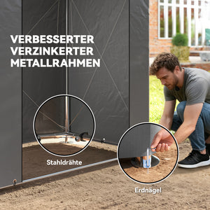 Zeltgarage wasserdicht mit Belüftung und aufrollbarer Tür