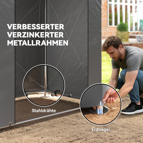 Zeltgarage wasserdicht mit Belüftung und aufrollbarer Tür