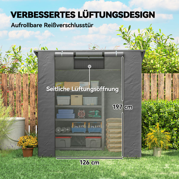 Zeltgarage wasserdicht mit Belüftung und aufrollbarer Tür