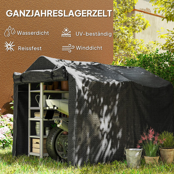 Zeltgarage wasserdicht UV-beständig mit Tür schwarz