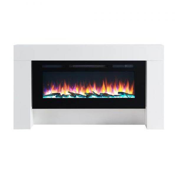 BALDERIA Elektrokamin Zeus 2000 Watt, 2 Heizstufen, Echtfeuereffekt Weiss