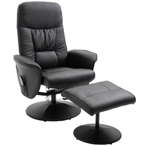 Relaxsessel mit Fusshocker Liegefunktion Massagesessel Kunstleder Schwarz