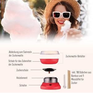 Zuckerwattemaschine für Party & Veranstaltungen Rot