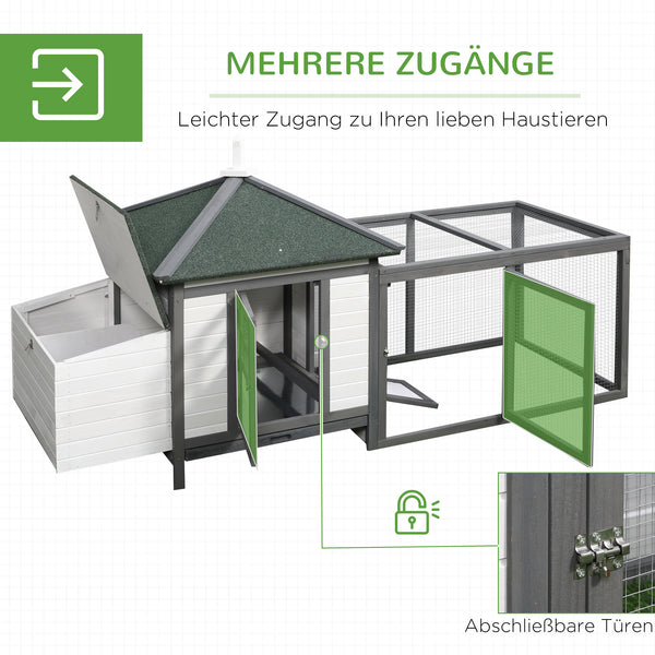Zwerghühnerstall mit Auslauf 196x76x97cm
