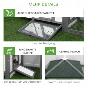 Zwerghühnerstall mit Auslauf 196x76x97cm