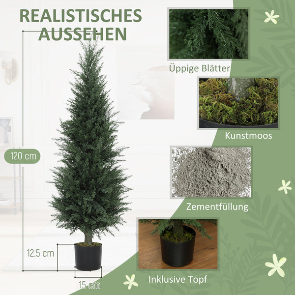 Zypresse künstlich UV-beständig mit Topf für innen und aussen grün