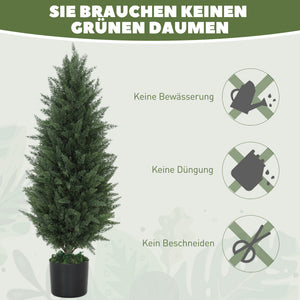 Zypressen künstlich 2er Set mit Topf UV-beständig 90cm
