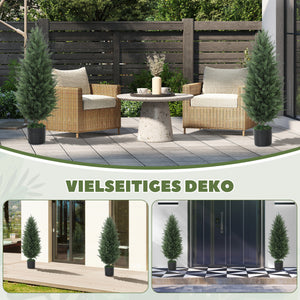 Zypressen künstlich 2er Set mit Topf UV-beständig 90cm