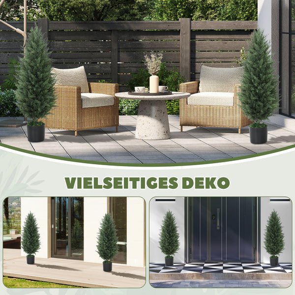 Zypressen künstlich 2er Set mit Topf UV-beständig 90cm
